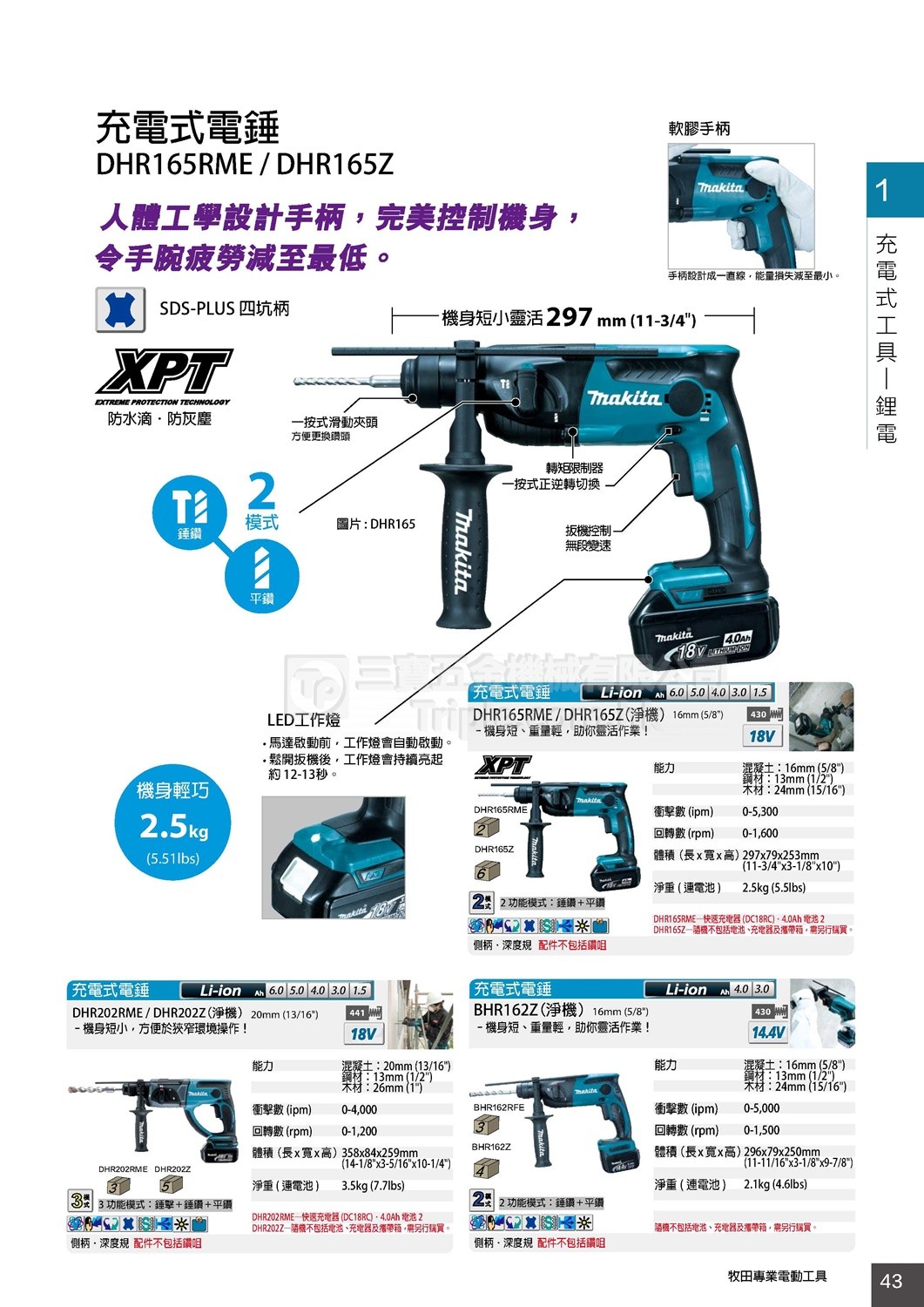 2017 Makita牧田 綜合目錄 (43) - 鋰電電錘 鋰電油壓鑽