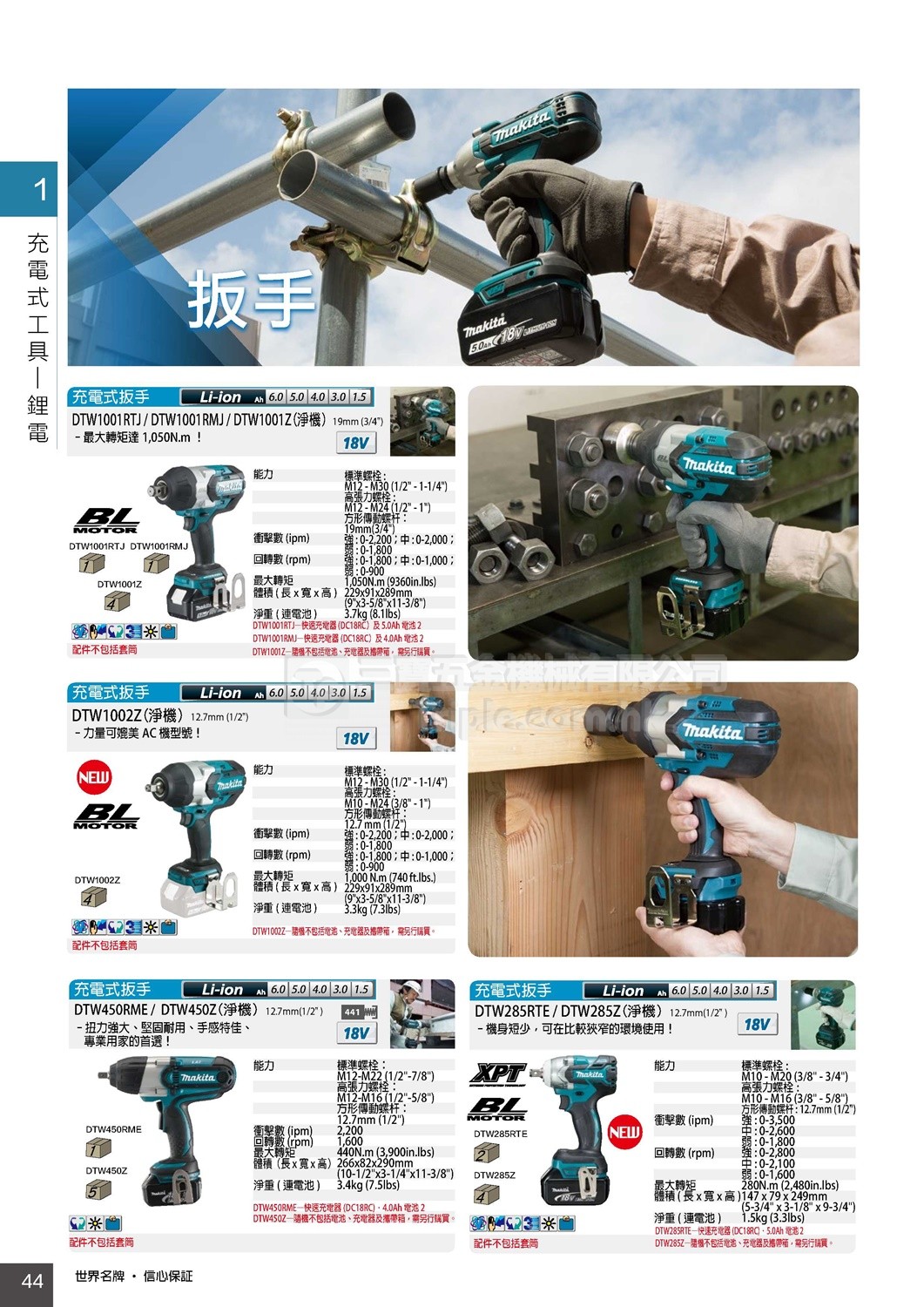 2017 Makita牧田 綜合目錄 (44) - 鋰電扳手