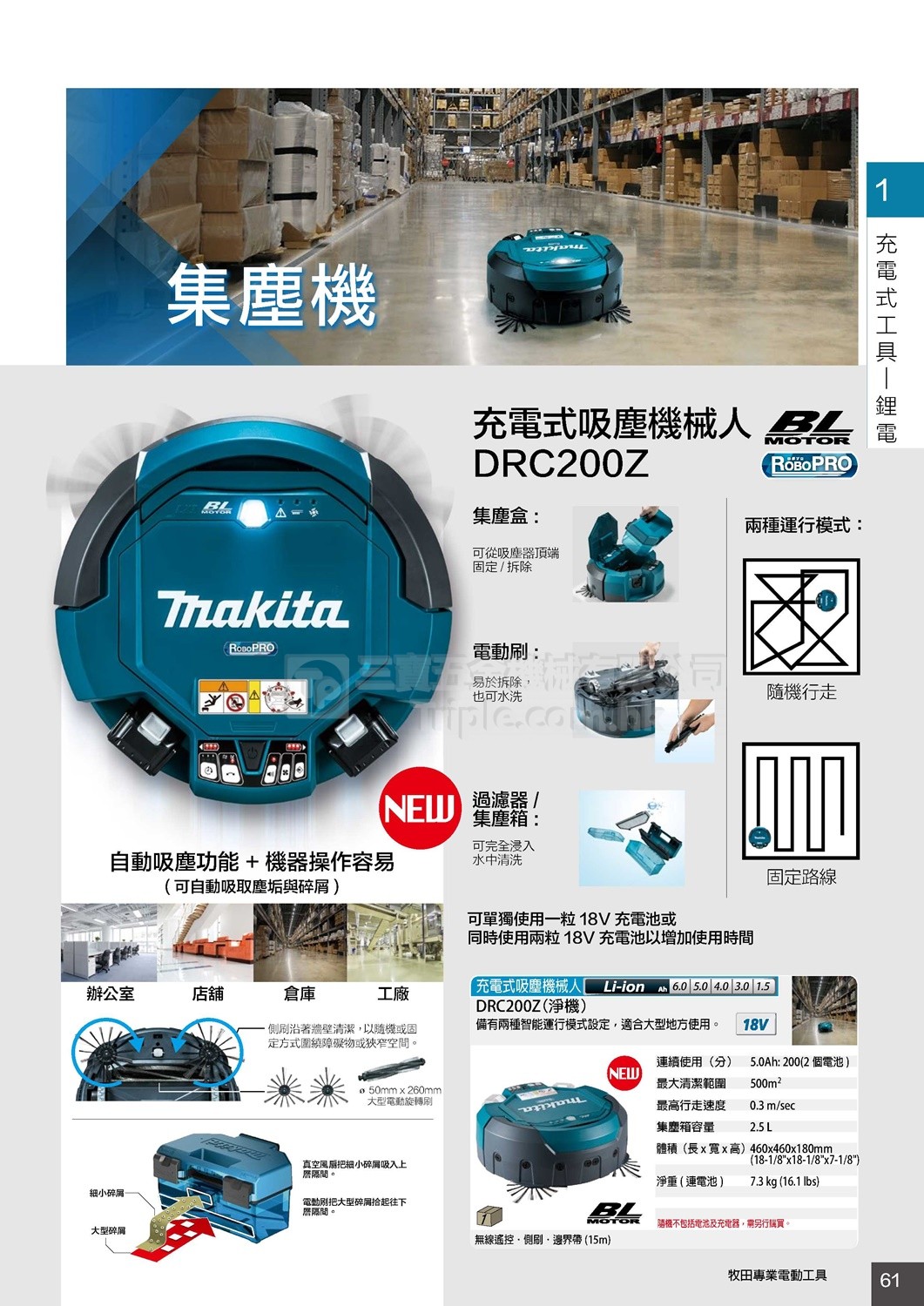 2017 Makita牧田 綜合目錄 (61) - 鋰電吸塵機 鋰電集塵機